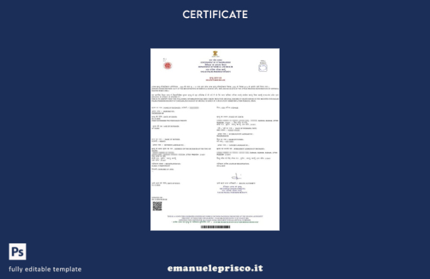 modello di certificato di morte del governo indiano dell'Uttar Pradesh Nagar Pal